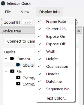 Display Info メニュー